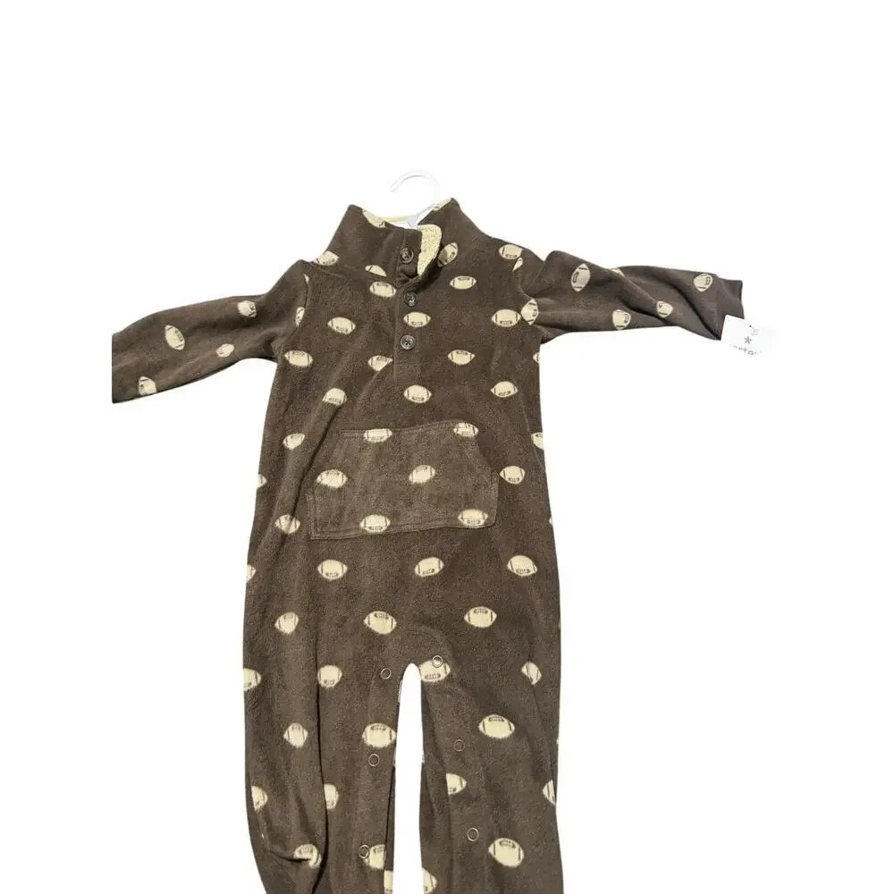 5/$25 NWT 18 month baby boy fleece one piece football outfit